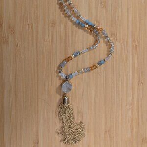 LOFT Gem Stone Fringe and Beaded Necklace NWT